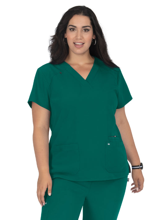 Women's 3-Pocket Wide V-Neck Stretch Hustle and Heart Scrub Top