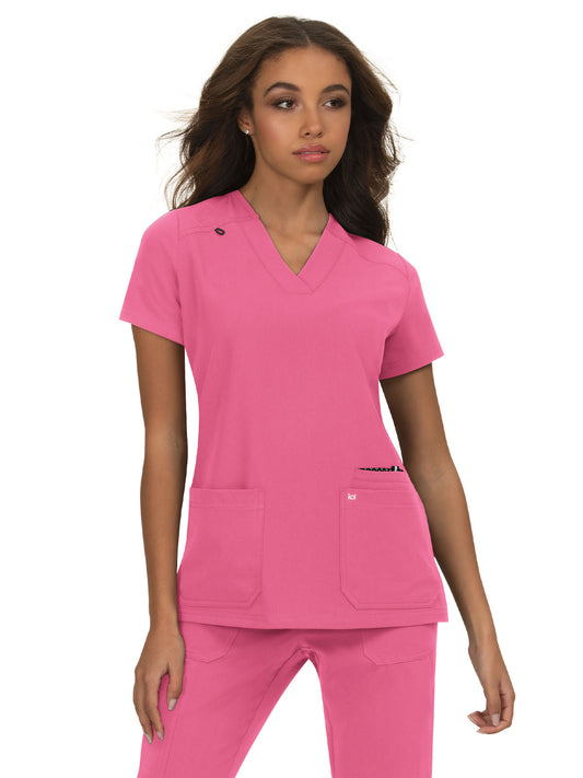 Women's 3-Pocket Wide V-Neck Stretch Hustle and Heart Scrub Top