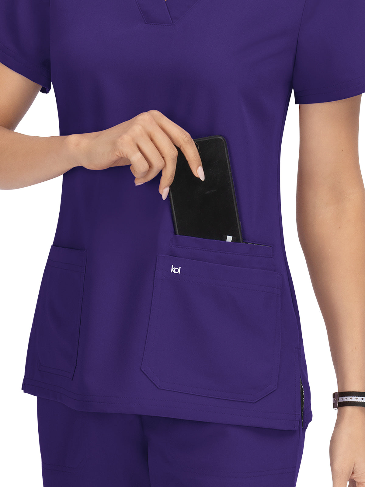 Women's 3-Pocket Wide V-Neck Stretch Hustle and Heart Scrub Top