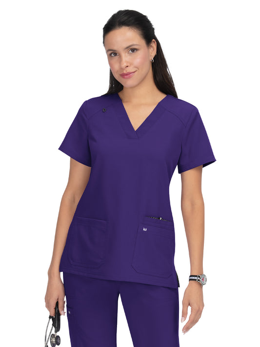 Women's 3-Pocket Wide V-Neck Stretch Hustle and Heart Scrub Top