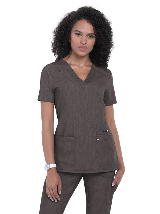 Women's 3-Pocket Wide V-Neck Stretch Hustle and Heart Scrub Top