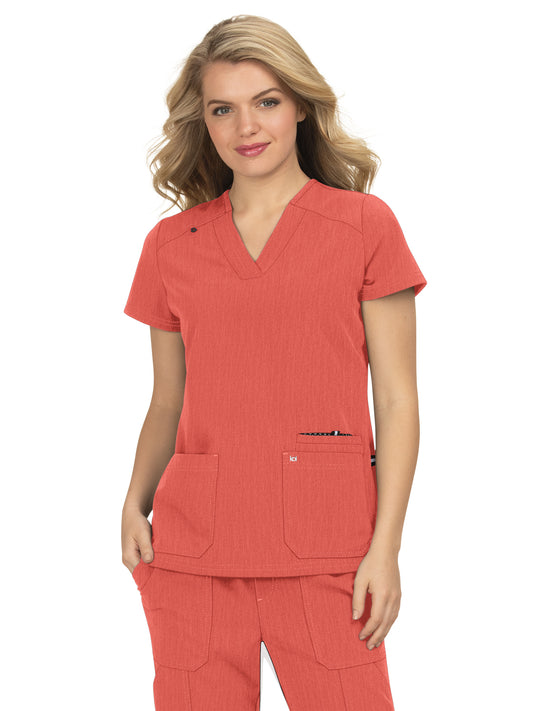 Women's 3-Pocket Wide V-Neck Stretch Hustle and Heart Scrub Top