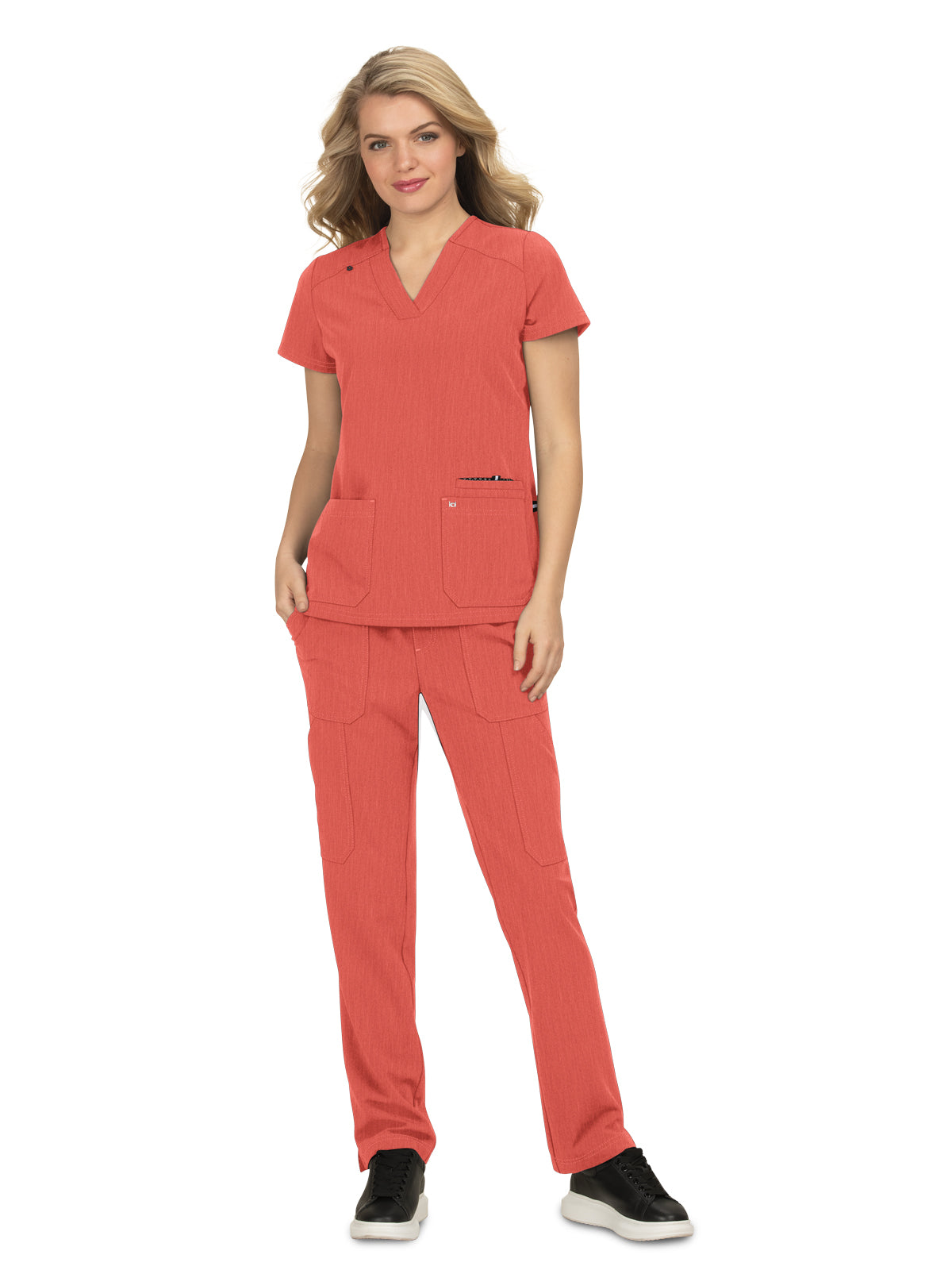 Women's 3-Pocket Wide V-Neck Stretch Hustle and Heart Scrub Top