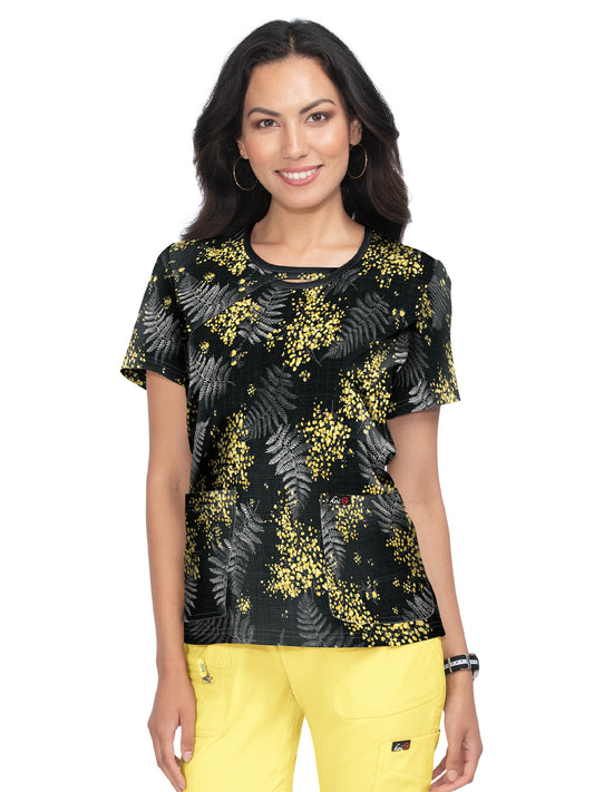 Women's 2-Pocket Keyhole Neckline Print Lola Scrub Top