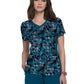 Women's 3-Pocket Stretch Mock-Wrap Print Raquel Scrub Top