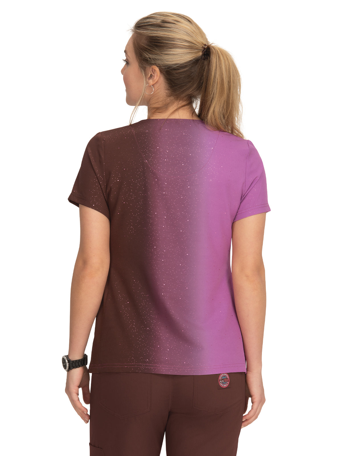 Women's 2-Pocket Ombre Split-Neck Balance Scrub Top