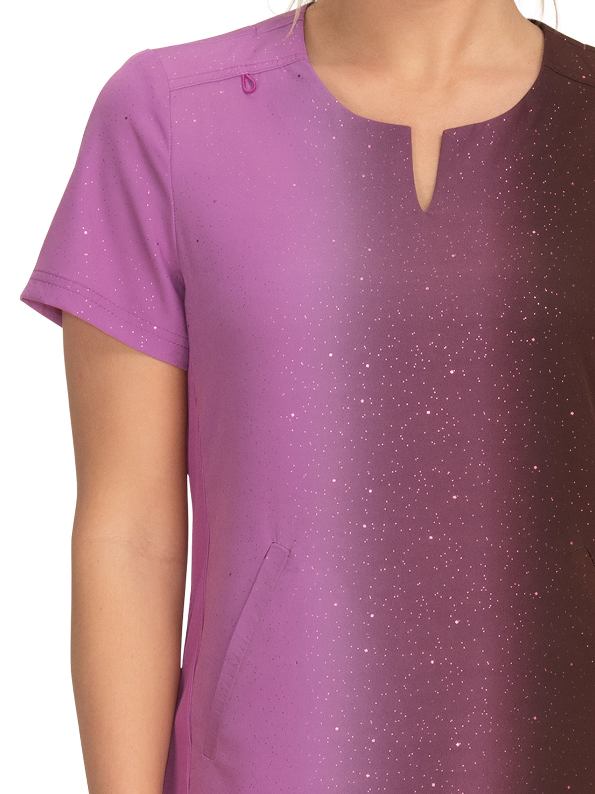 Women's 2-Pocket Ombre Split-Neck Balance Scrub Top