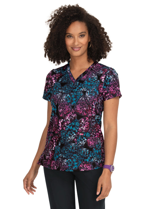 Women's 2-Pocket V-Neck Print Align Scrub Top