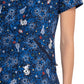 Women's 3-Pocket Double V-Neck Print Scrub Top