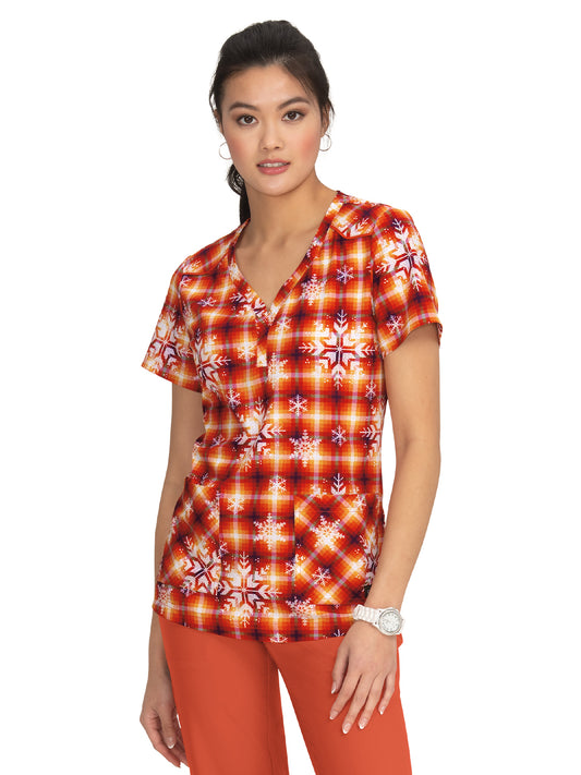 Women's 2-Pocket Stretch Eco-Friendly Print Stella Scrub Top