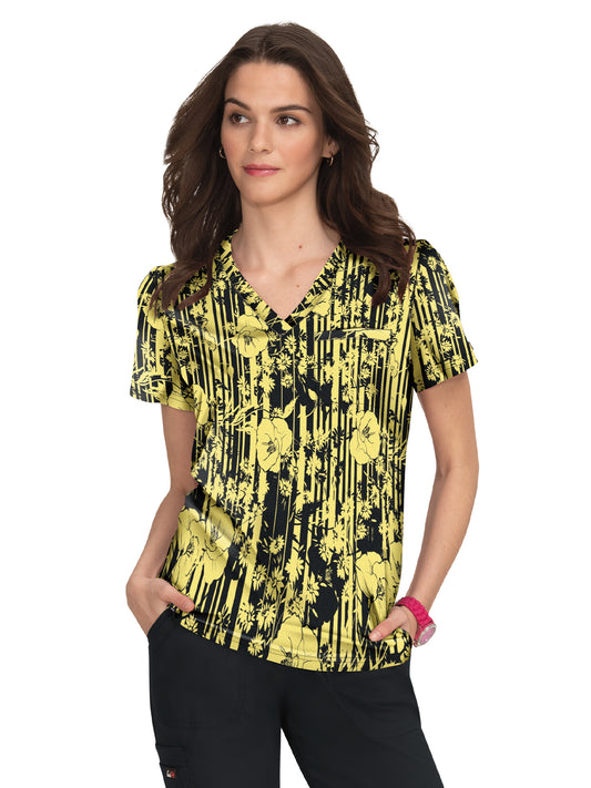 Women's 1-Pocket Print V-Neck Layla Scrub Top