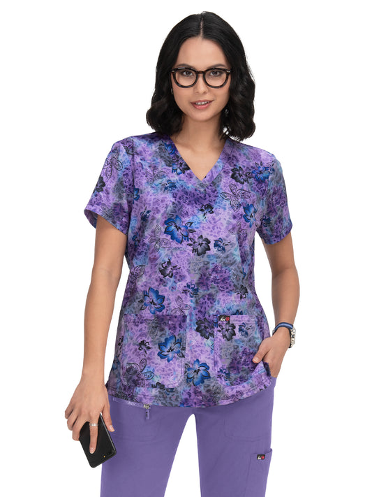 Women's 2-Pocket Stretch Print Velora Scrub Top