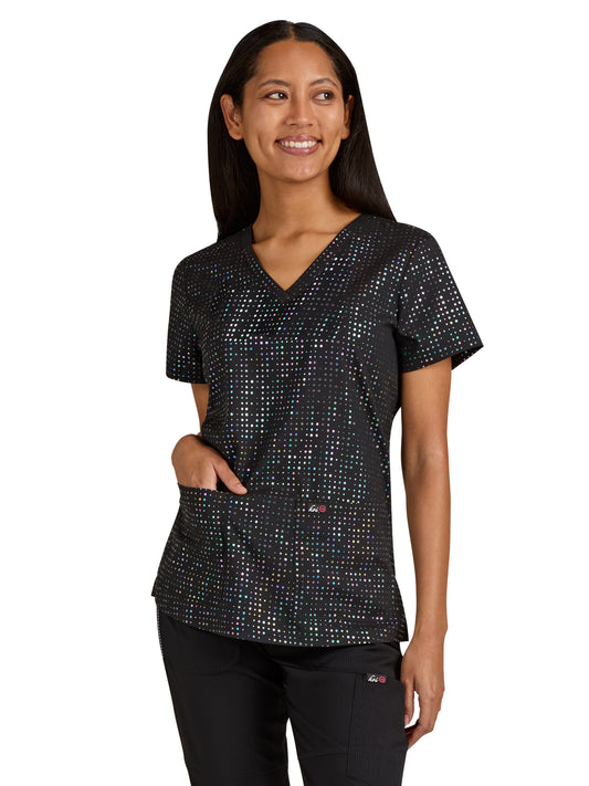 Women's 2-Pocket Stretch Print Velora Scrub Top