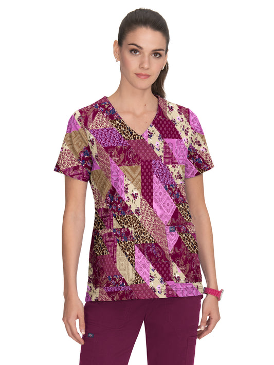 Women's 2-Pocket Print Leia Scrub Top