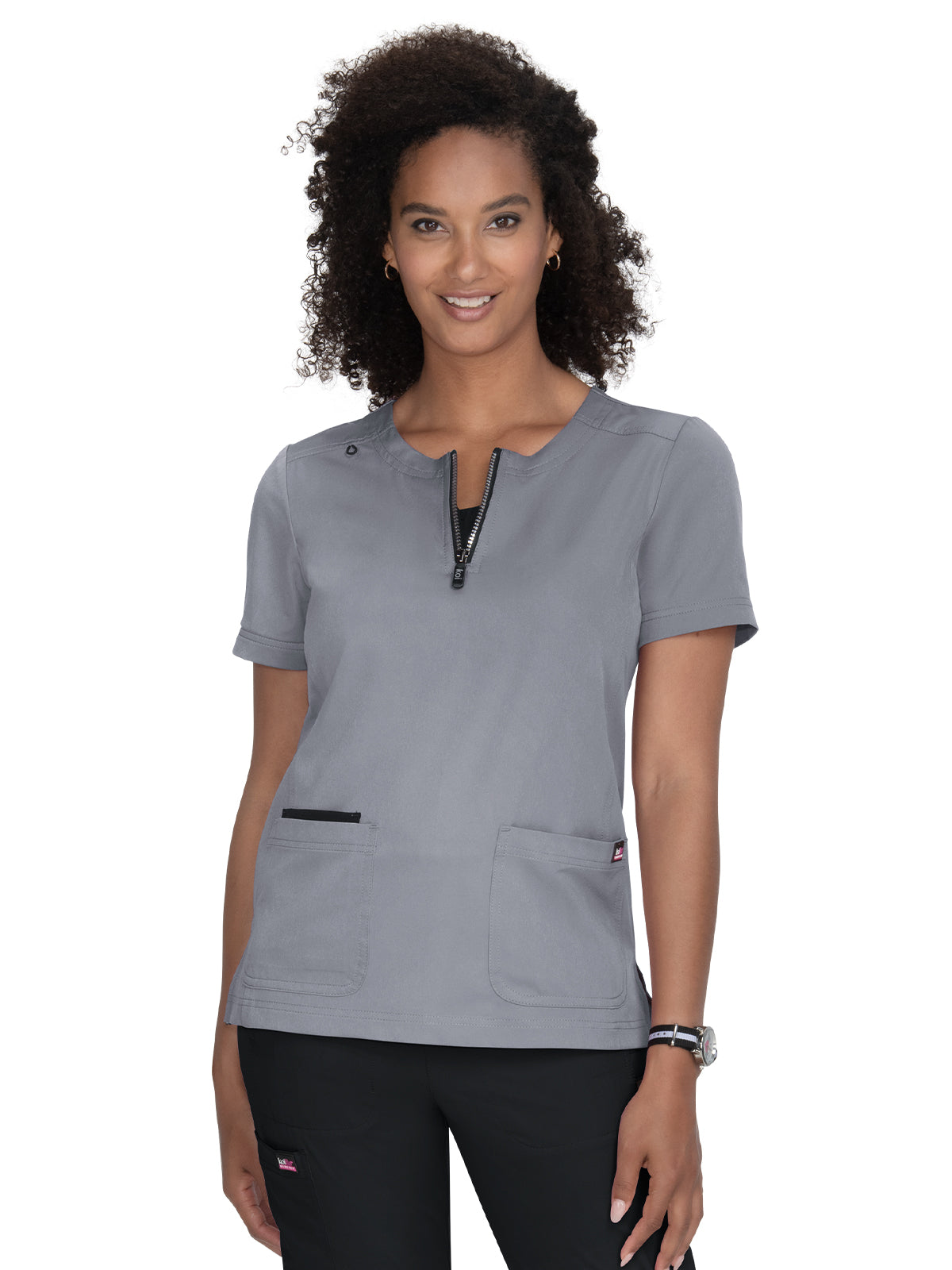 Women's 3-Pocket Zipper-Neck Performance Scrub Top