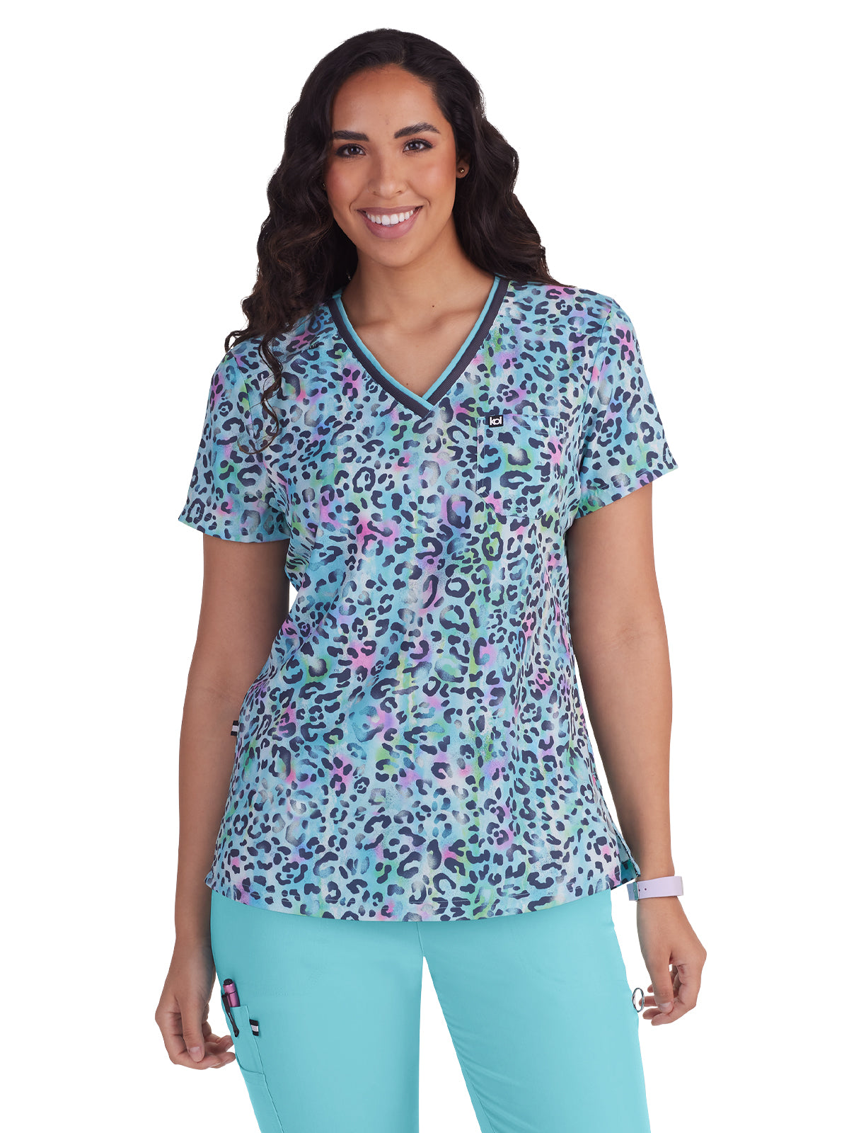 Women's 1-Pocket V-Neck Print Coming on Strong Scrub Top