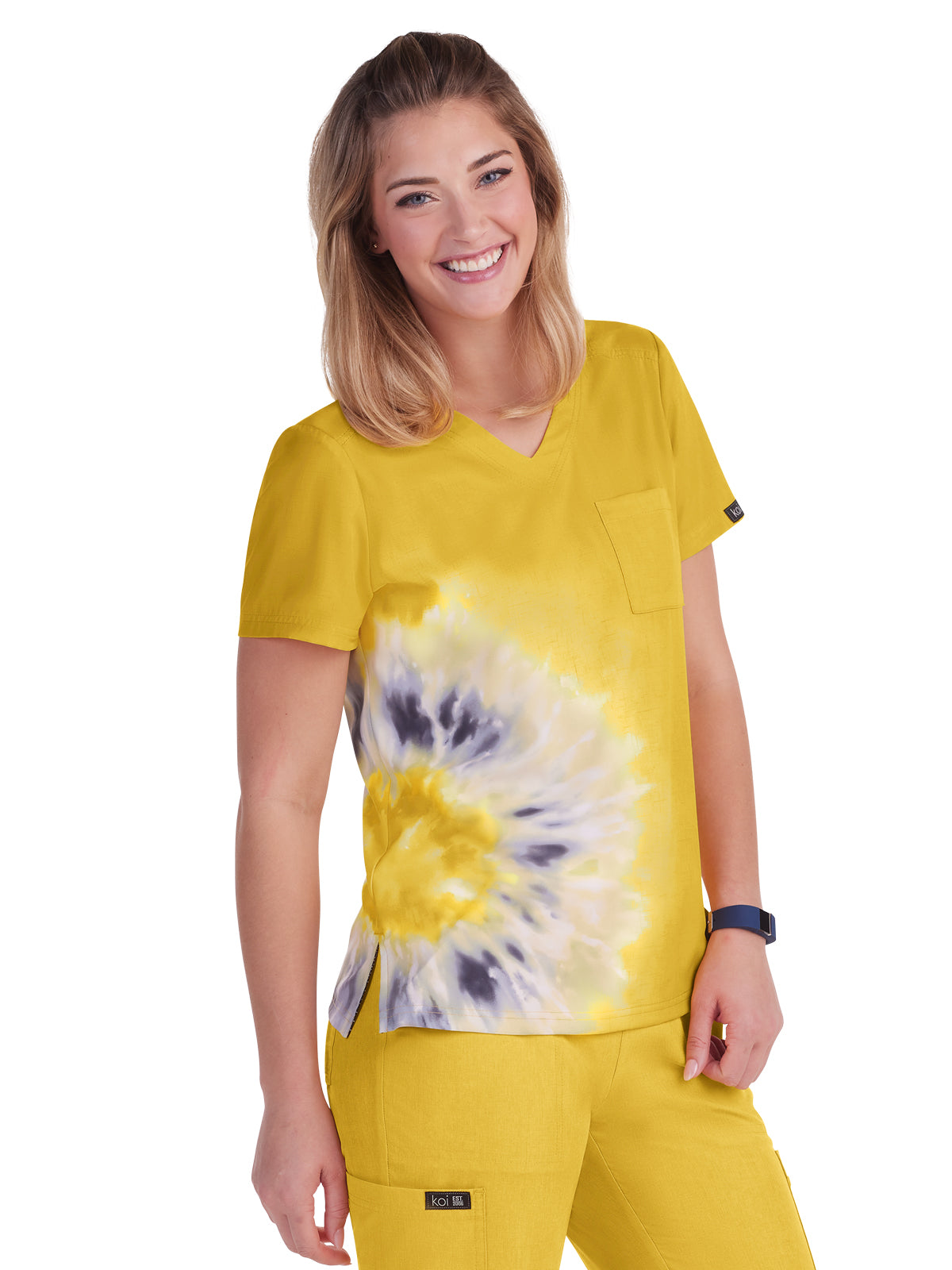 Women's Tie Dye V-Neck Stretch Lani Scrub Top