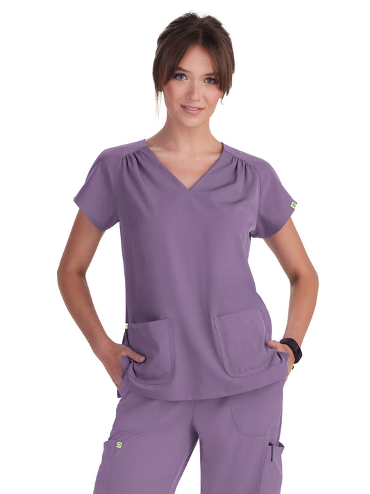 Women's Heart-Shaped Neckline Meadow Scrub Top