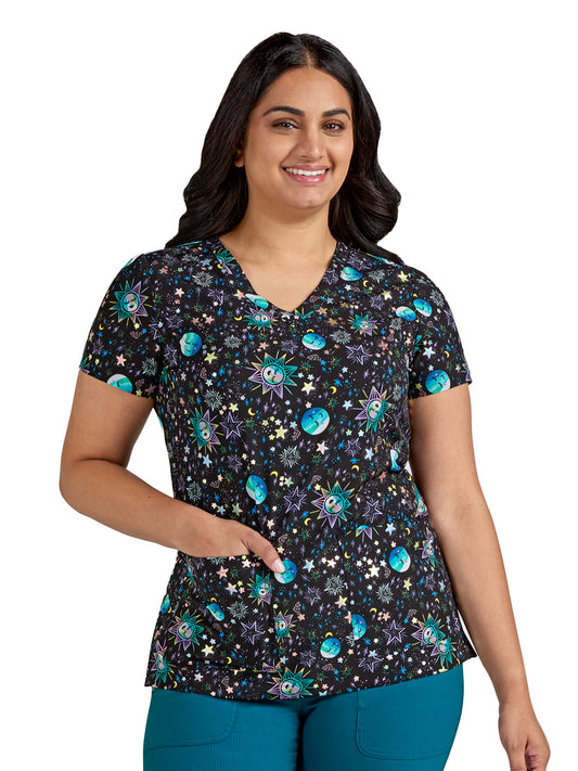 Women's 3-Pocket Print Rosalie Scrub Top