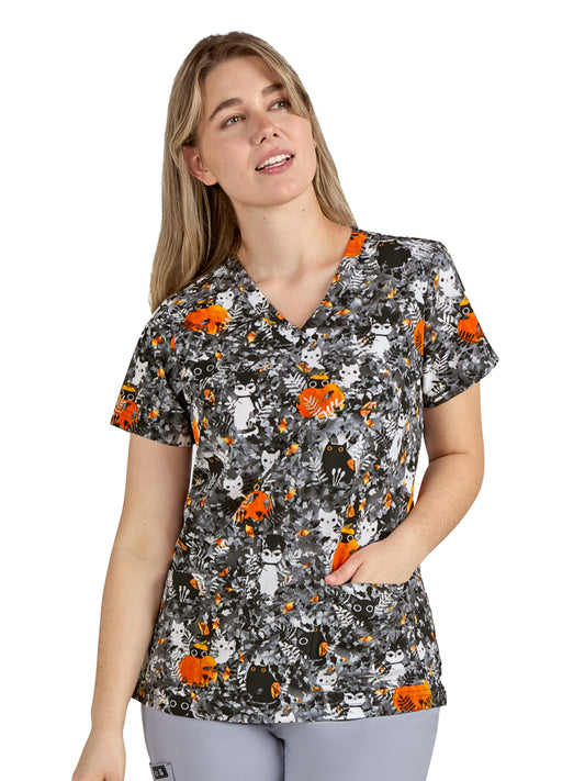 Women's 3-Pocket Print Rosalie Scrub Top