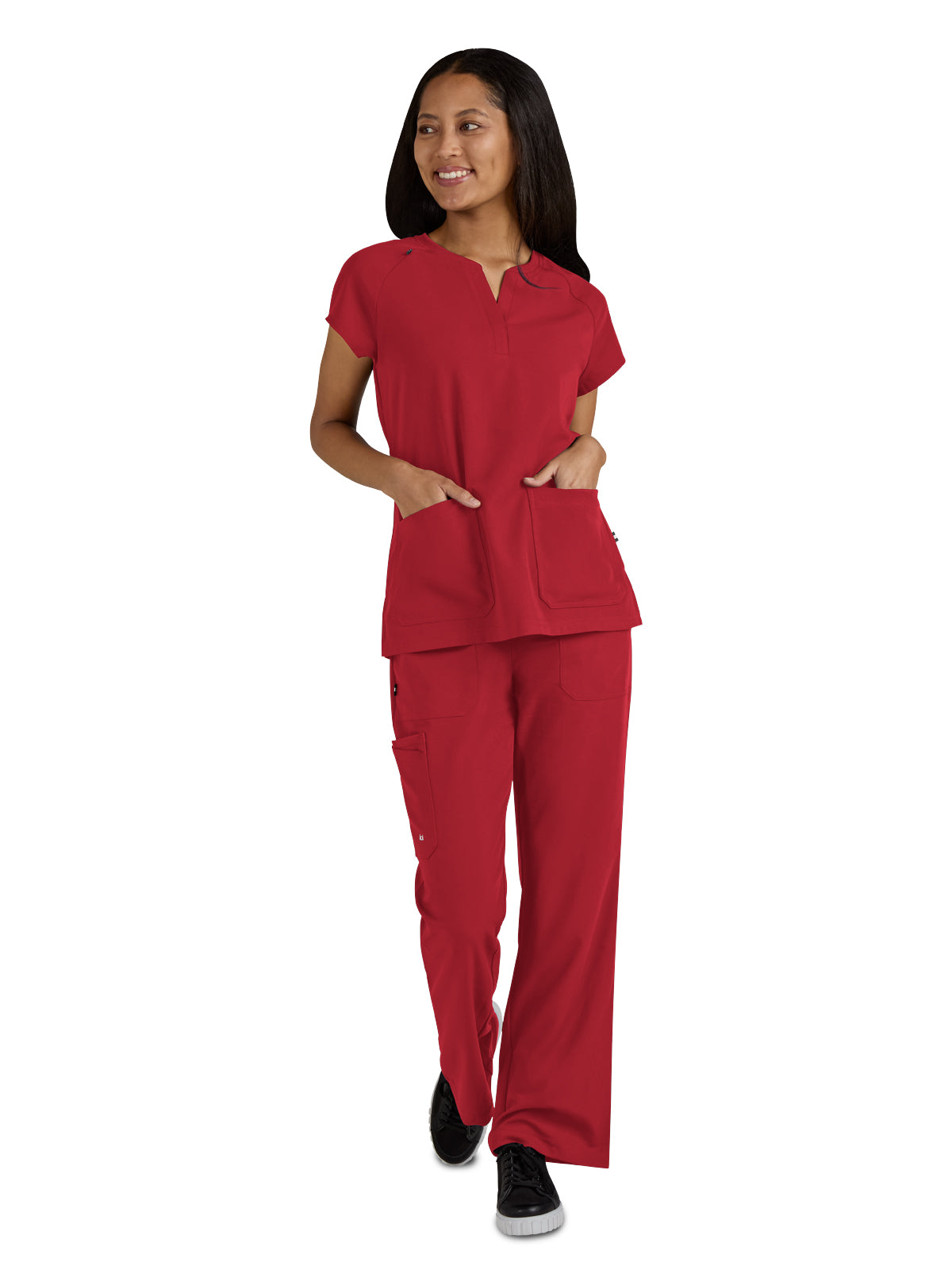 Women's Split-Neck 3-Pocket We Have Heart Scrub Top