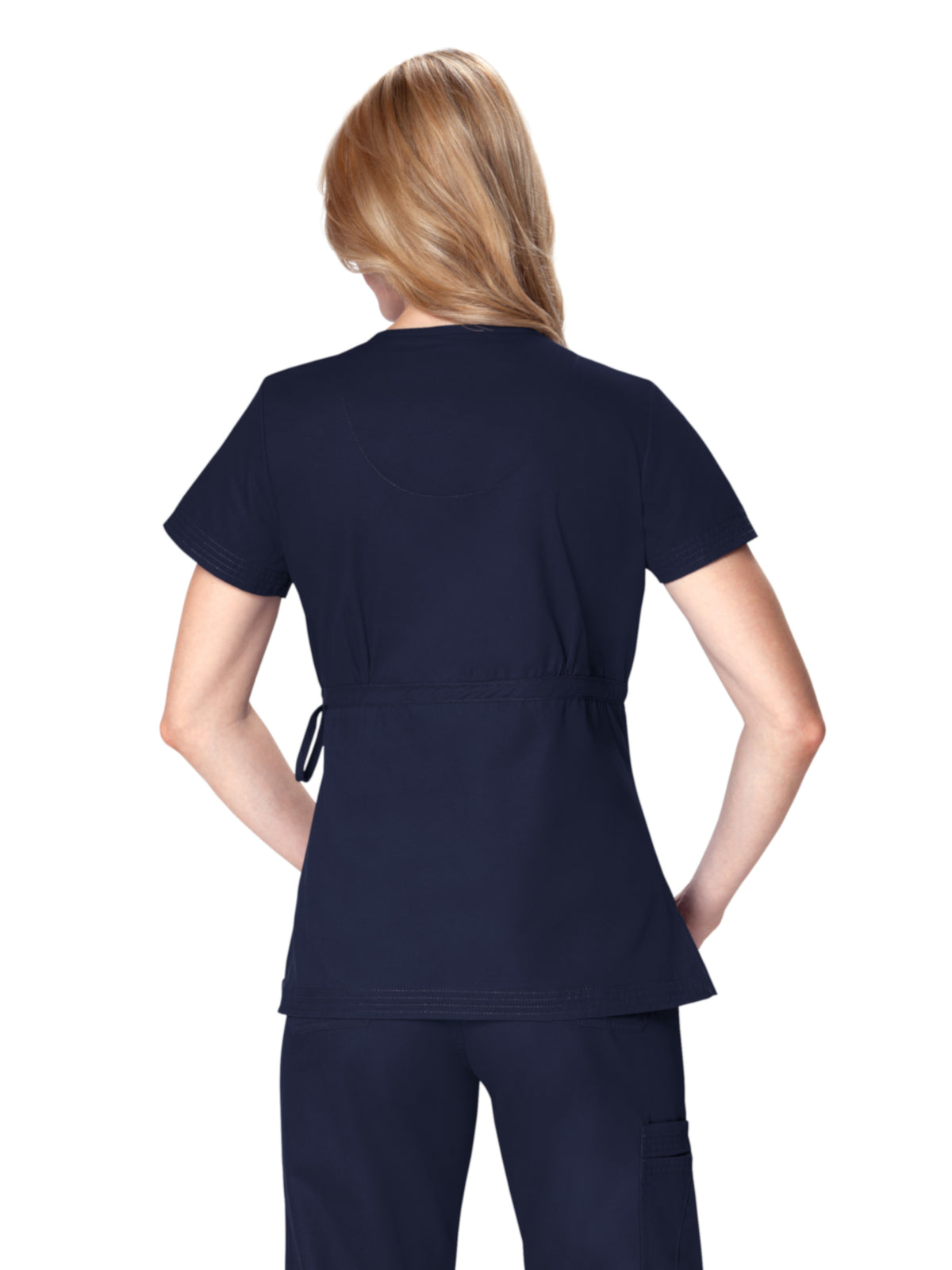 Women's 2-Pocket Adjustable Front-Tie Mock-Wrap Katelyn Scrub Top