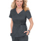 Women's 2-Pocket Adjustable Front-Tie Mock-Wrap Katelyn Scrub Top