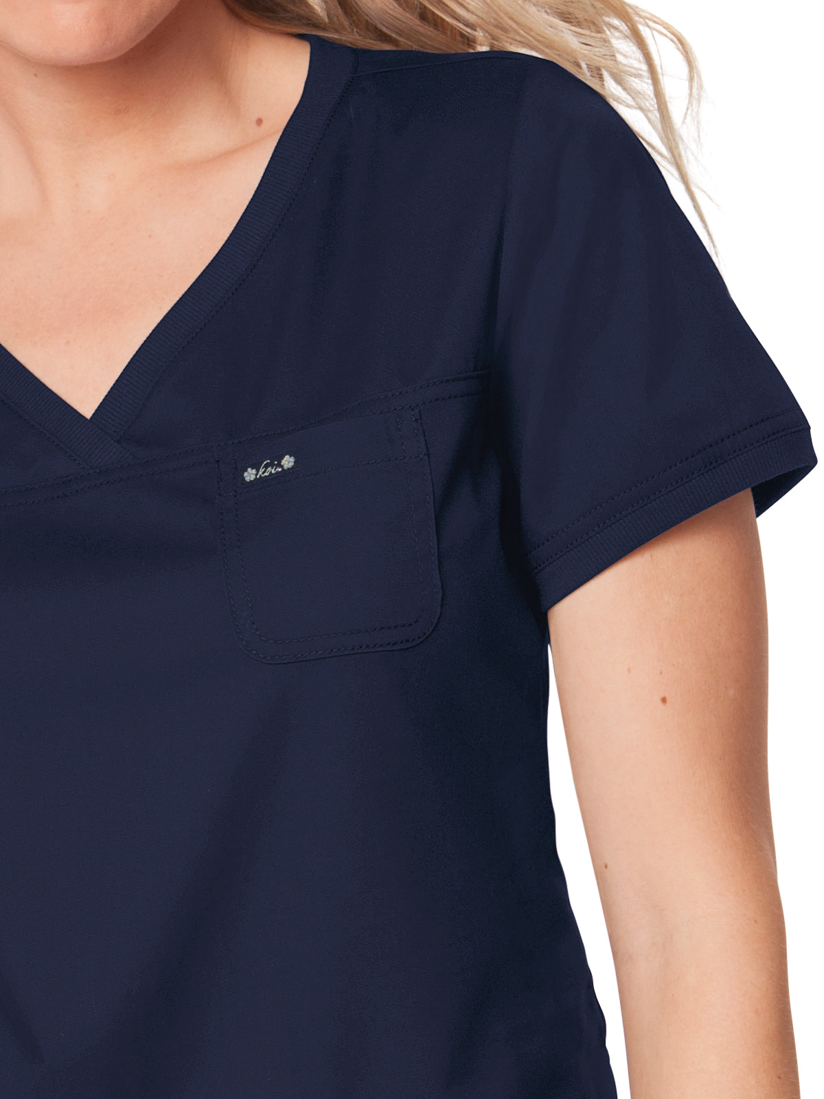 Women's 3-Pocket Soft Rib Trim V-Neck Nicole Scrub Top