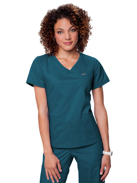 Women's 3-Pocket Soft Rib Trim V-Neck Nicole Scrub Top