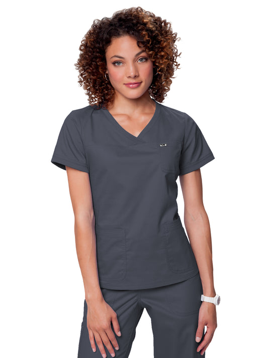 Women's 3-Pocket Soft Rib Trim V-Neck Nicole Scrub Top