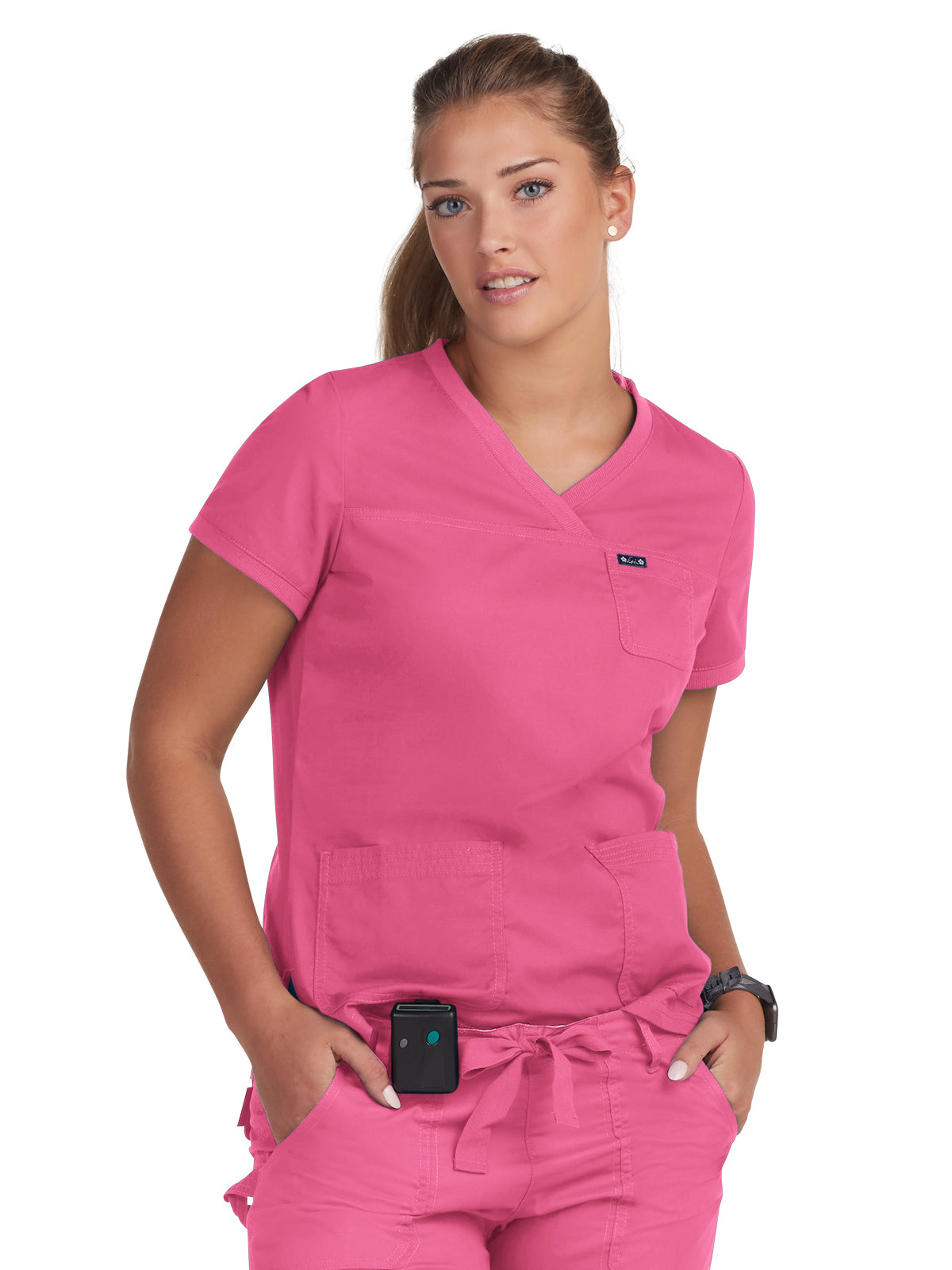 Women's 3-Pocket Soft Rib Trim V-Neck Nicole Scrub Top