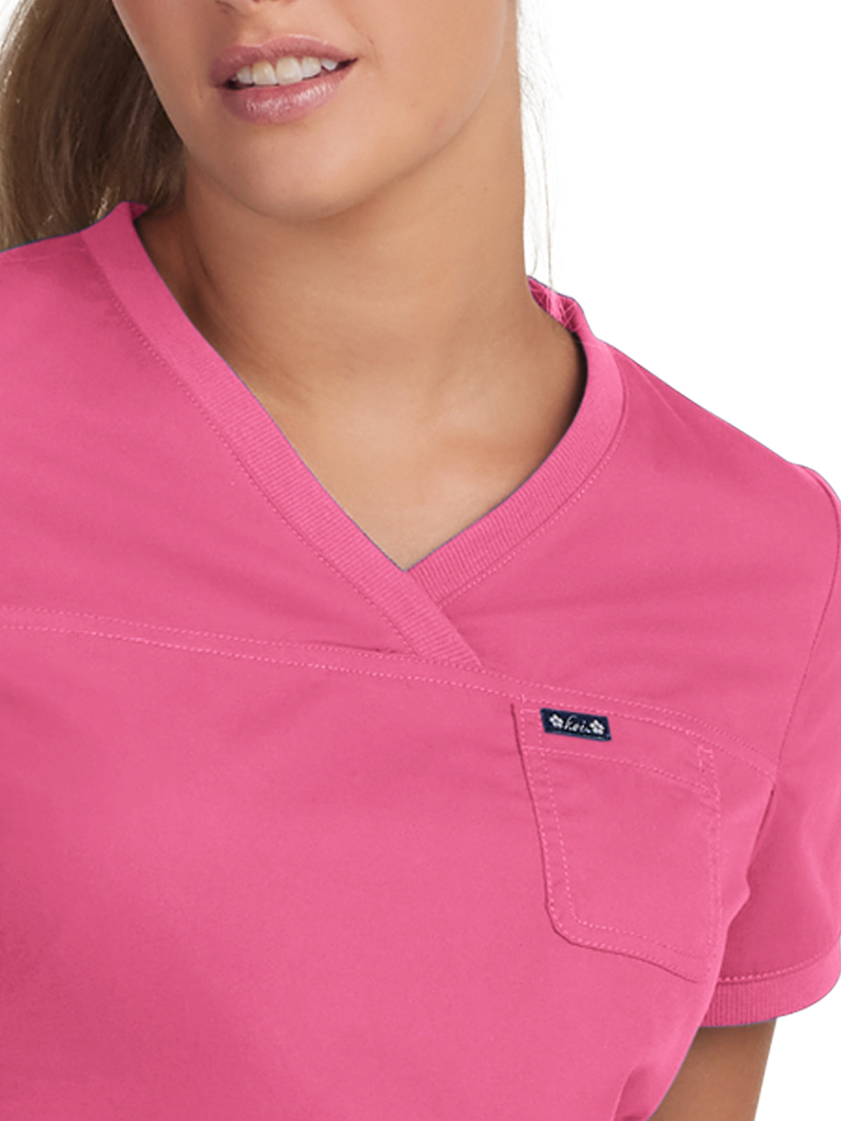 Women's 3-Pocket Soft Rib Trim V-Neck Nicole Scrub Top