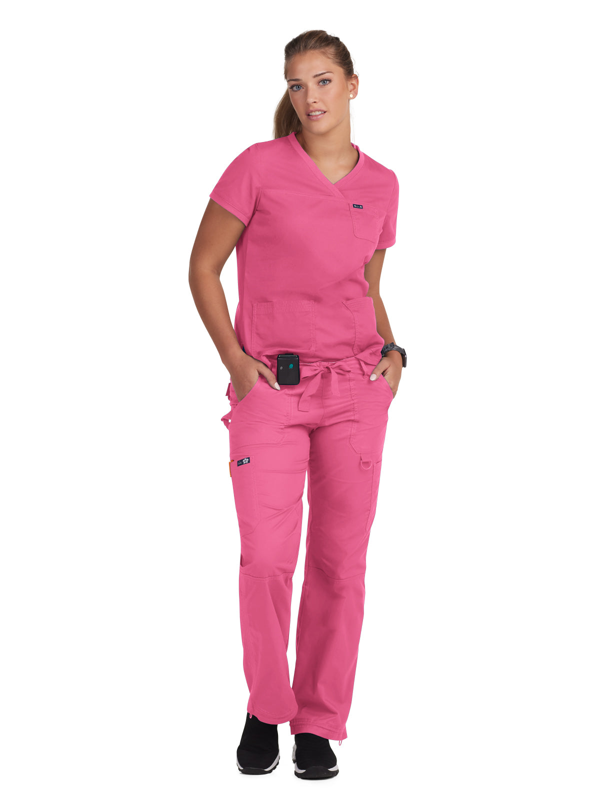 Women's 3-Pocket Soft Rib Trim V-Neck Nicole Scrub Top