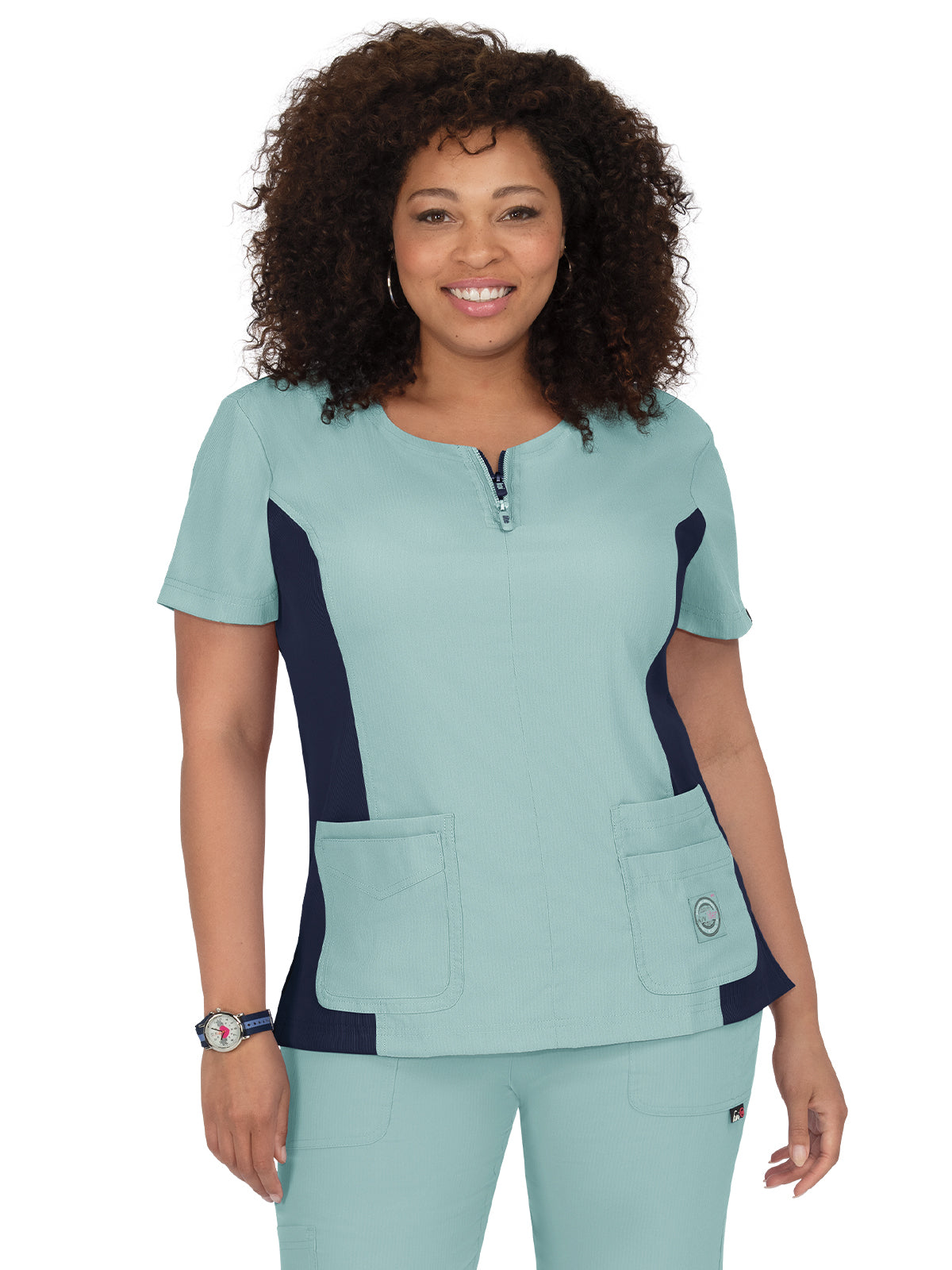 Women's 4-Pocket Zipper Neck Serenity Scrub Top