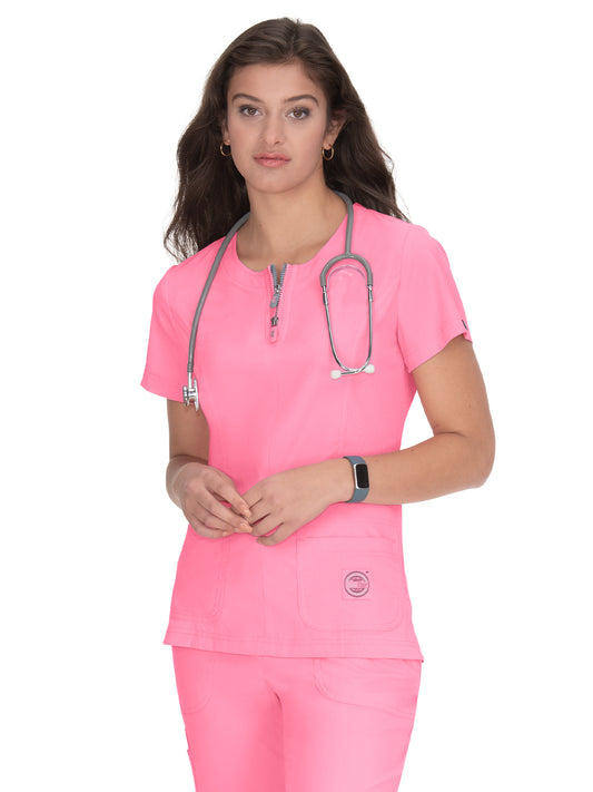 Women's 4-Pocket Zipper Neck Serenity Scrub Top