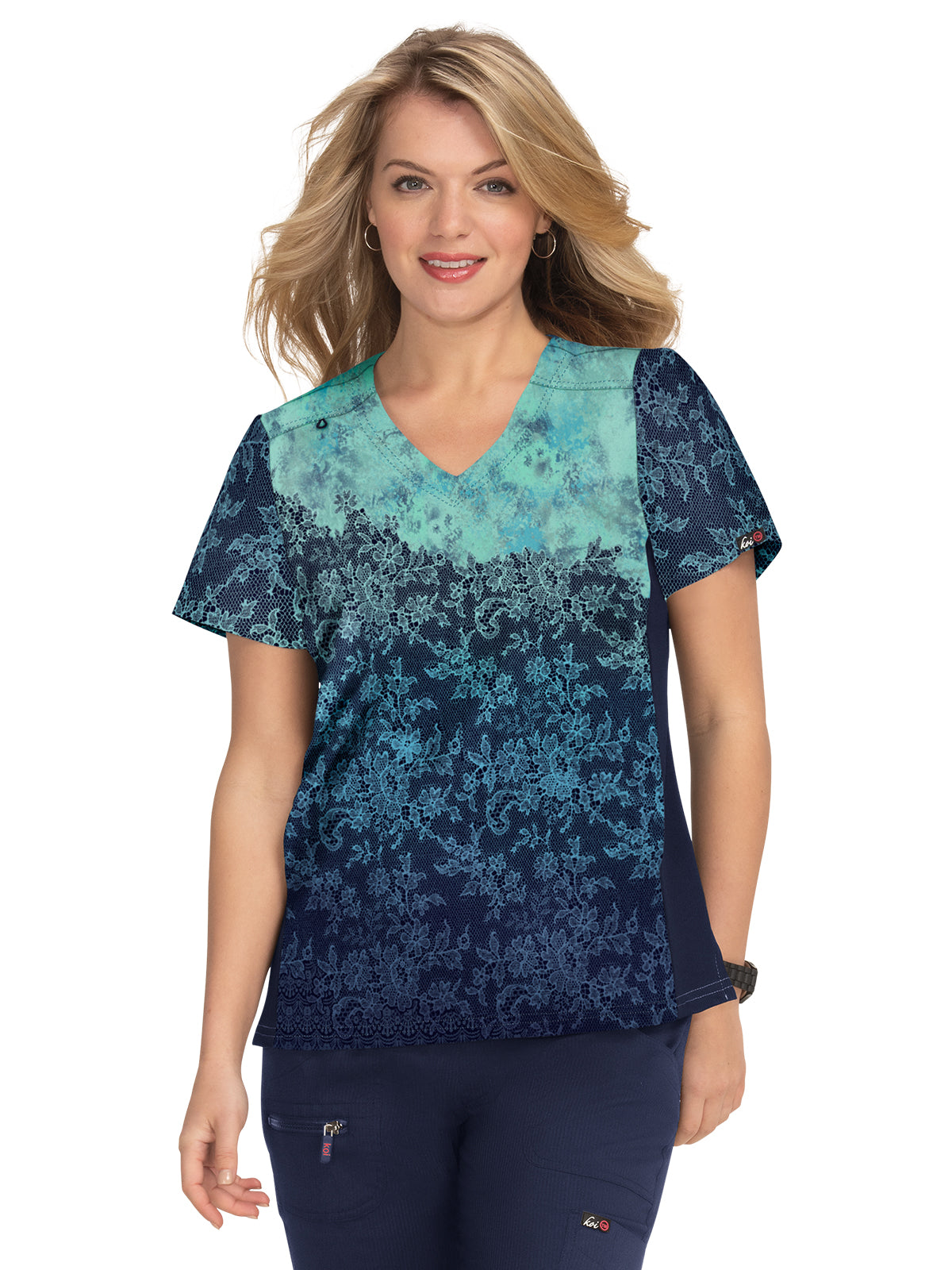 Women's 2-Pocket Stretch Ombre Print Reform Scrub Top