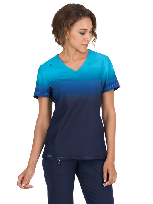 Women's 2-Pocket Stretch Ombre Print Reform Scrub Top