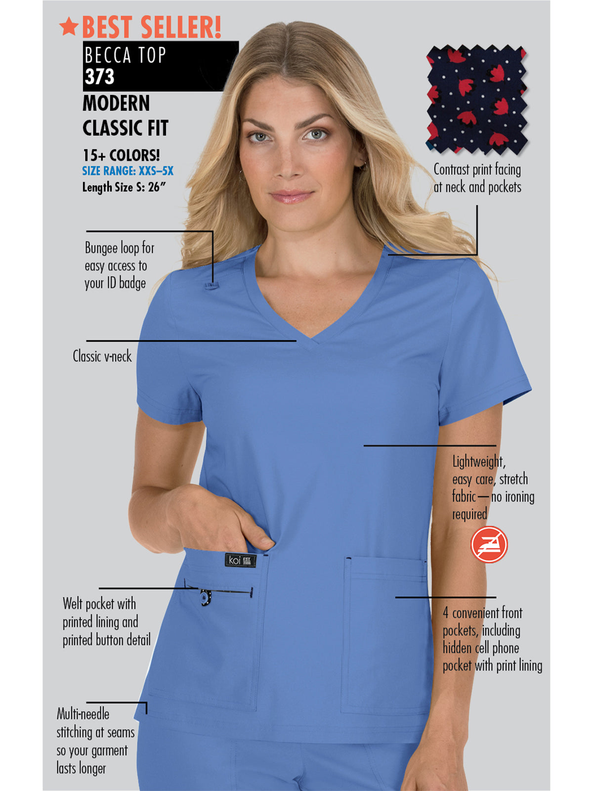 Women's Classic V-Neck Becca Scrub Top