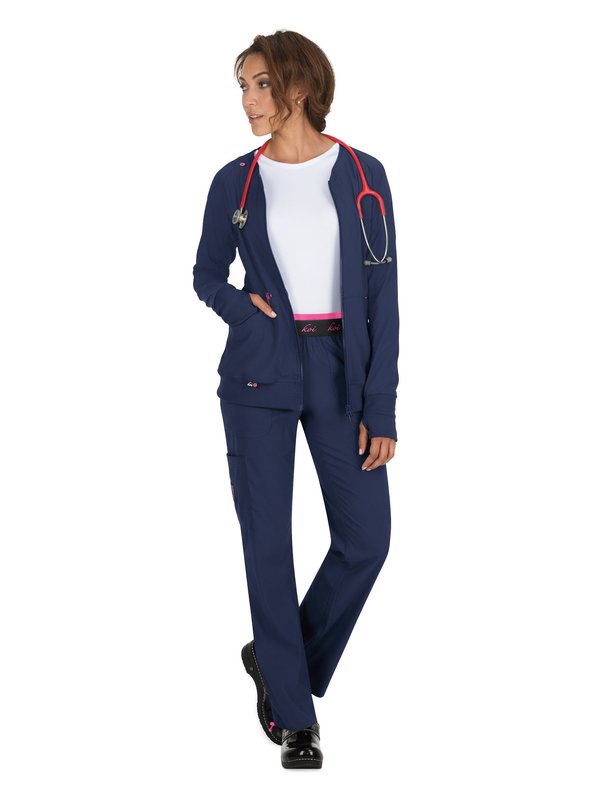 Women's 3-Pocket 2-Way Zipper Clarity Scrub Jacket