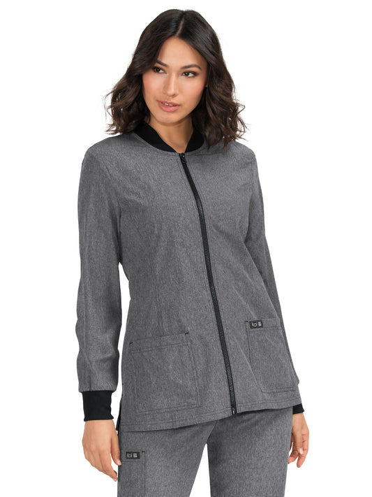 Women's 4-Pocket Rib Collar Andrea Scrub Jacket