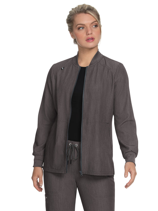 Women's Zipper Front Stretch Always in Motion Scrub Jacket