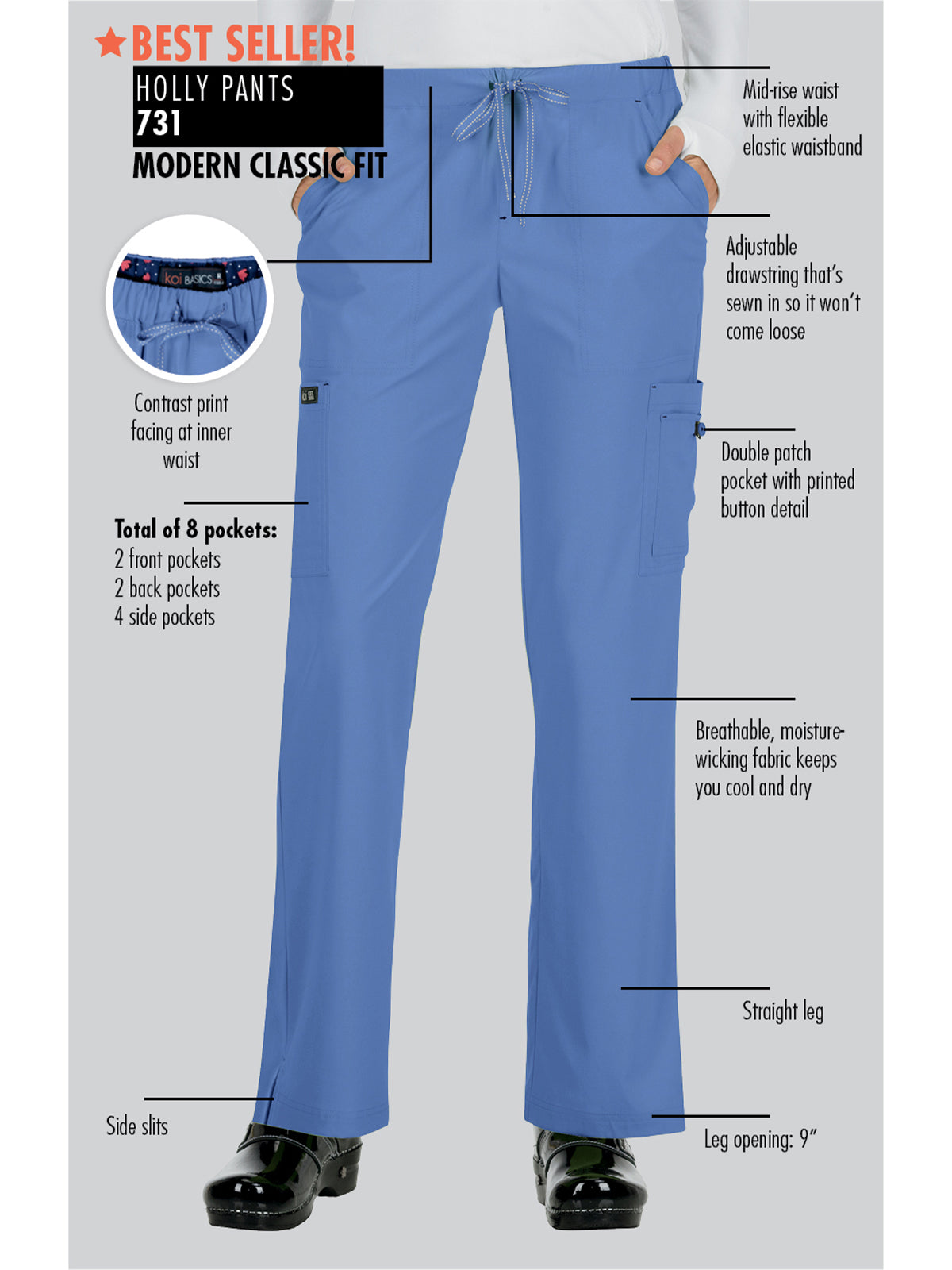 Women's 8-Pocket Stretch Cargo Holly Scrub Pant