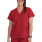 Women's 3-Pocket Snap-Button Placket V-Neck Freesia Scrub Top