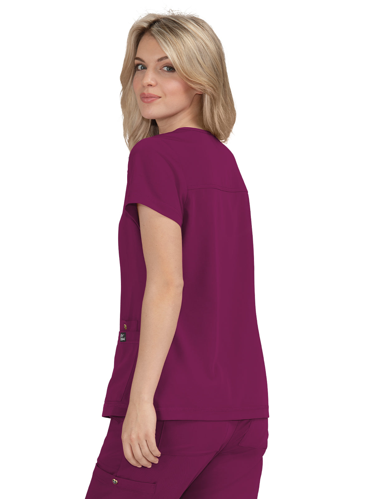 Women's 3-Pocket Snap-Button Placket V-Neck Freesia Scrub Top