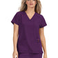 Women's 3-Pocket Snap-Button Placket V-Neck Freesia Scrub Top