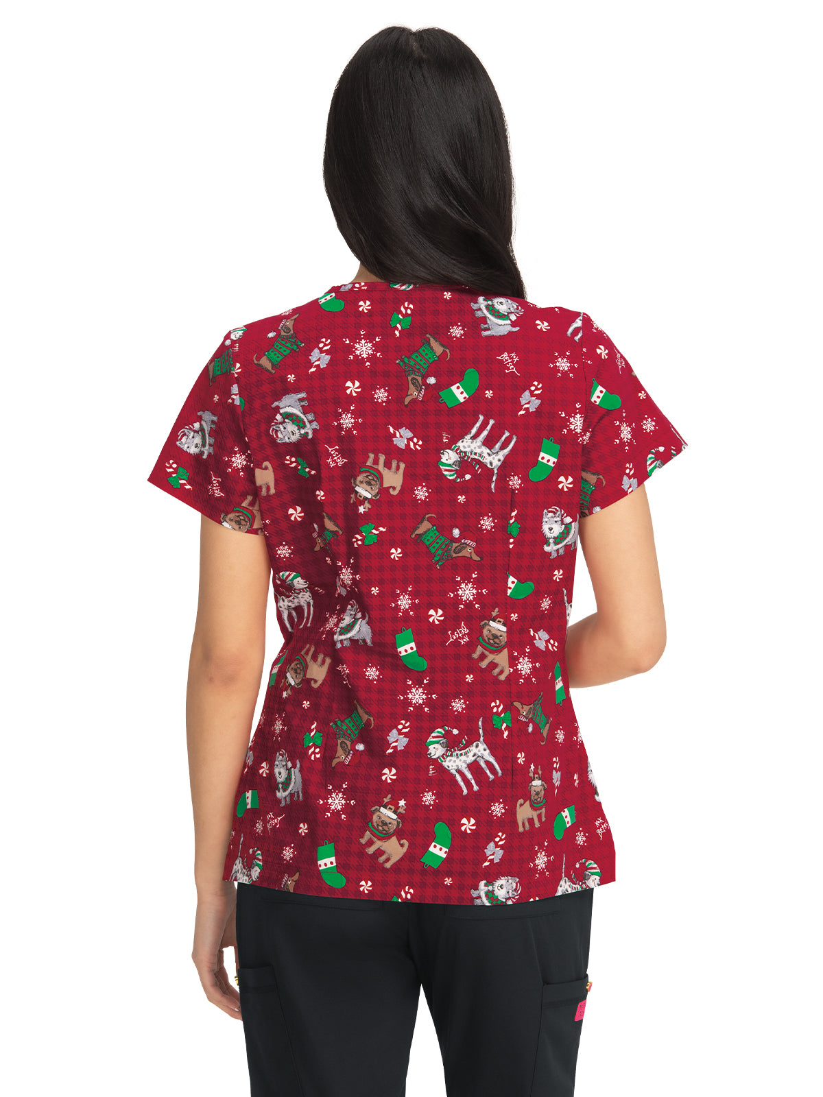 Women's 2-Pocket Print V-Neck Bell Scrub Top