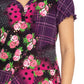 Women's 2-Pocket Stretch Print Heart-Shaped Neckline Blossom Scrub Top