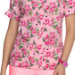 Women's 2-Pocket Heart-Shaped Neck Print Canola Scrub Top