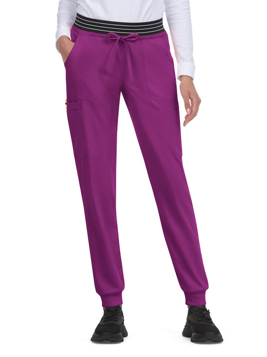 Women's 8-Pocket Ribbed Cuff Jogger-Style Hollyhock Scrub Pant