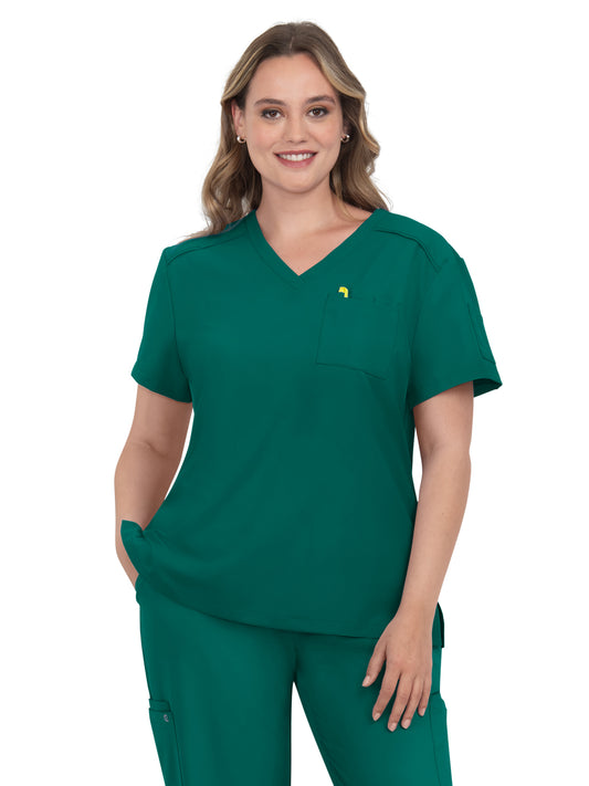 Women's 2-Pocket V-Neck Tuck-In Aura Scrub Top